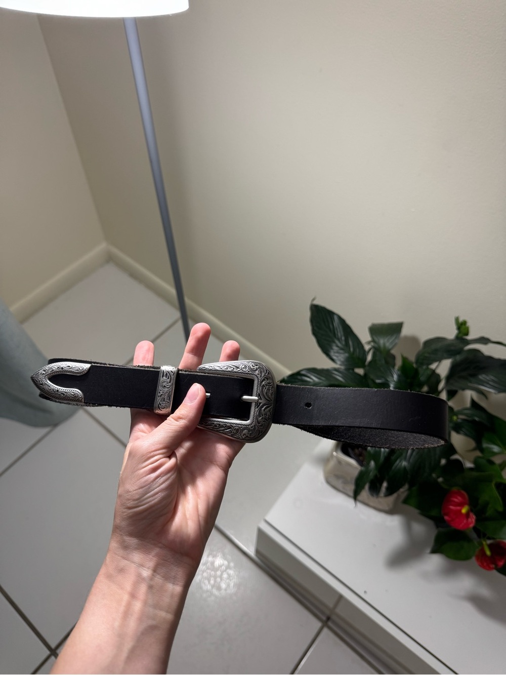 Urban Outfitters Black Leather Western-Style Belt Size S